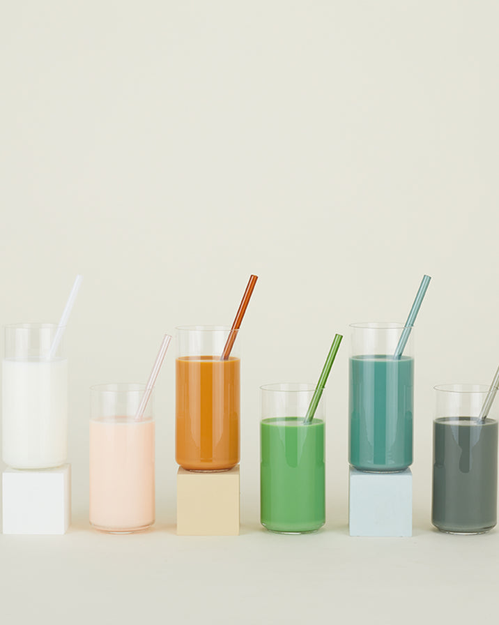 Hawkins Glass Straws, Clear/Pink/Amber