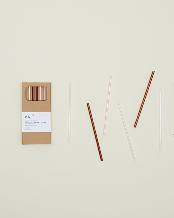 Hawkins Glass Straws, Clear/Pink/Amber