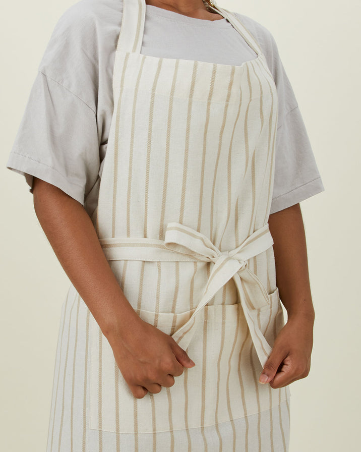 Hawkins Essential Yarn Dyed Striped Apron - Ivory/Flax