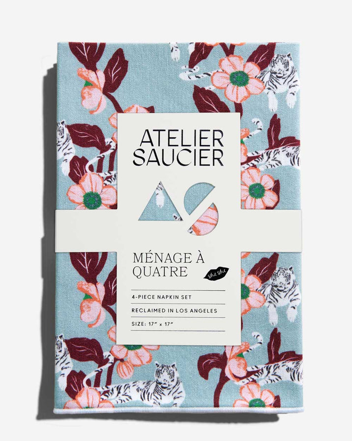 Atelier Saucier White Tiger Eye Napkin, Set of 4