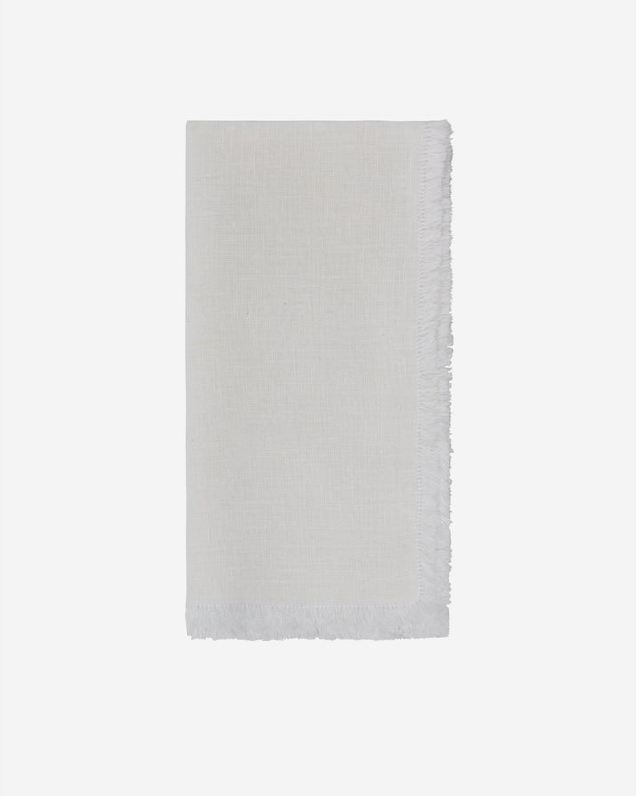 Last July White Linen Napkin with Fringe