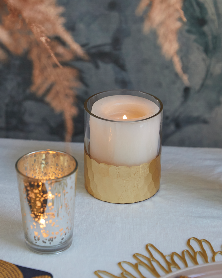 Garden Society Glass and Gold Votive