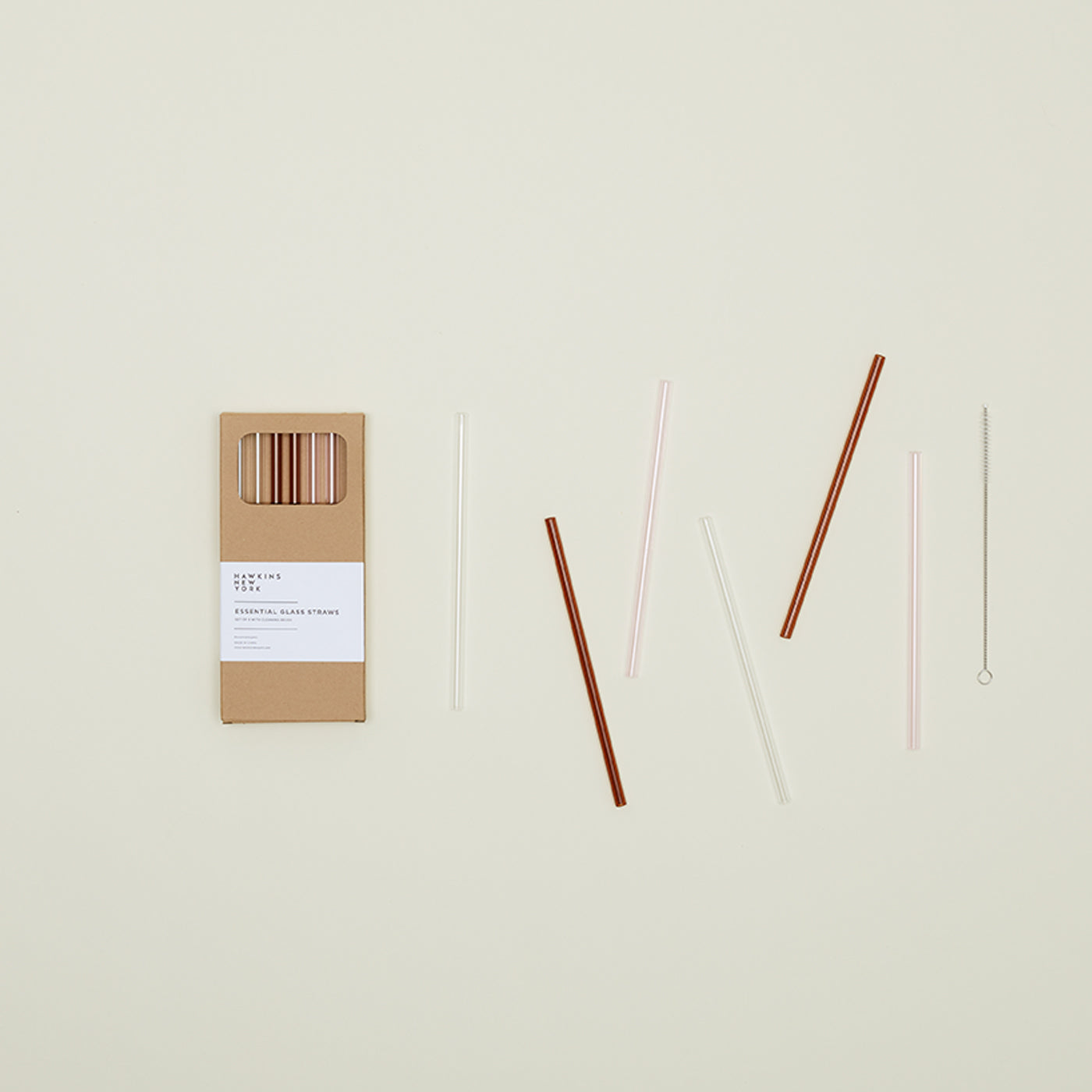 Hawkins Glass Straws, Clear/Pink/Amber