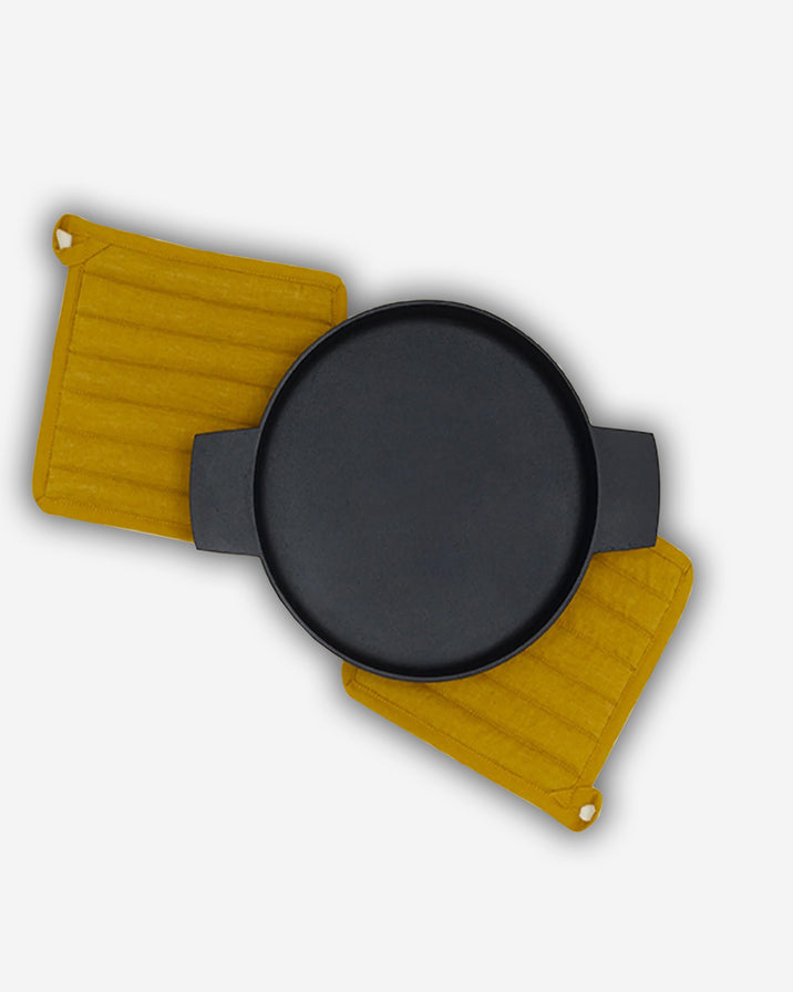 Hawkins Mustard Simple Linen Pot Holder, Set of 2