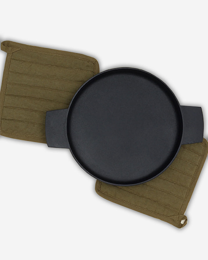 Hawkins Olive Simple Linen Pot Holder, Set of 2