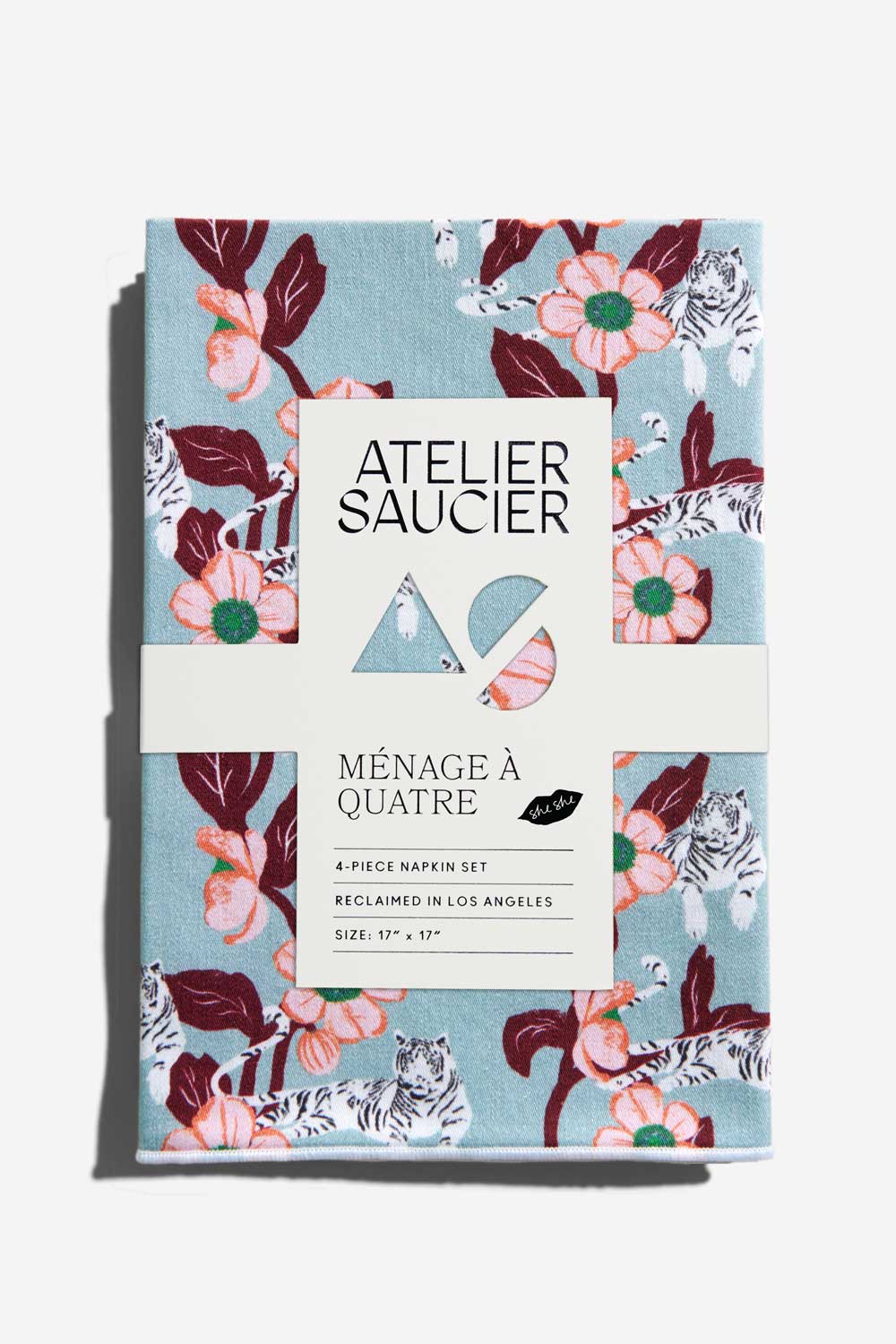 Atelier Saucier White Tiger Eye Napkin, Set of 4