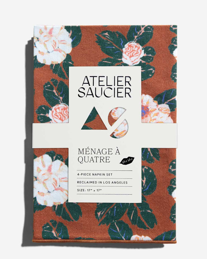 Atelier Saucier Peppermint Floral Napkin, Set of 4