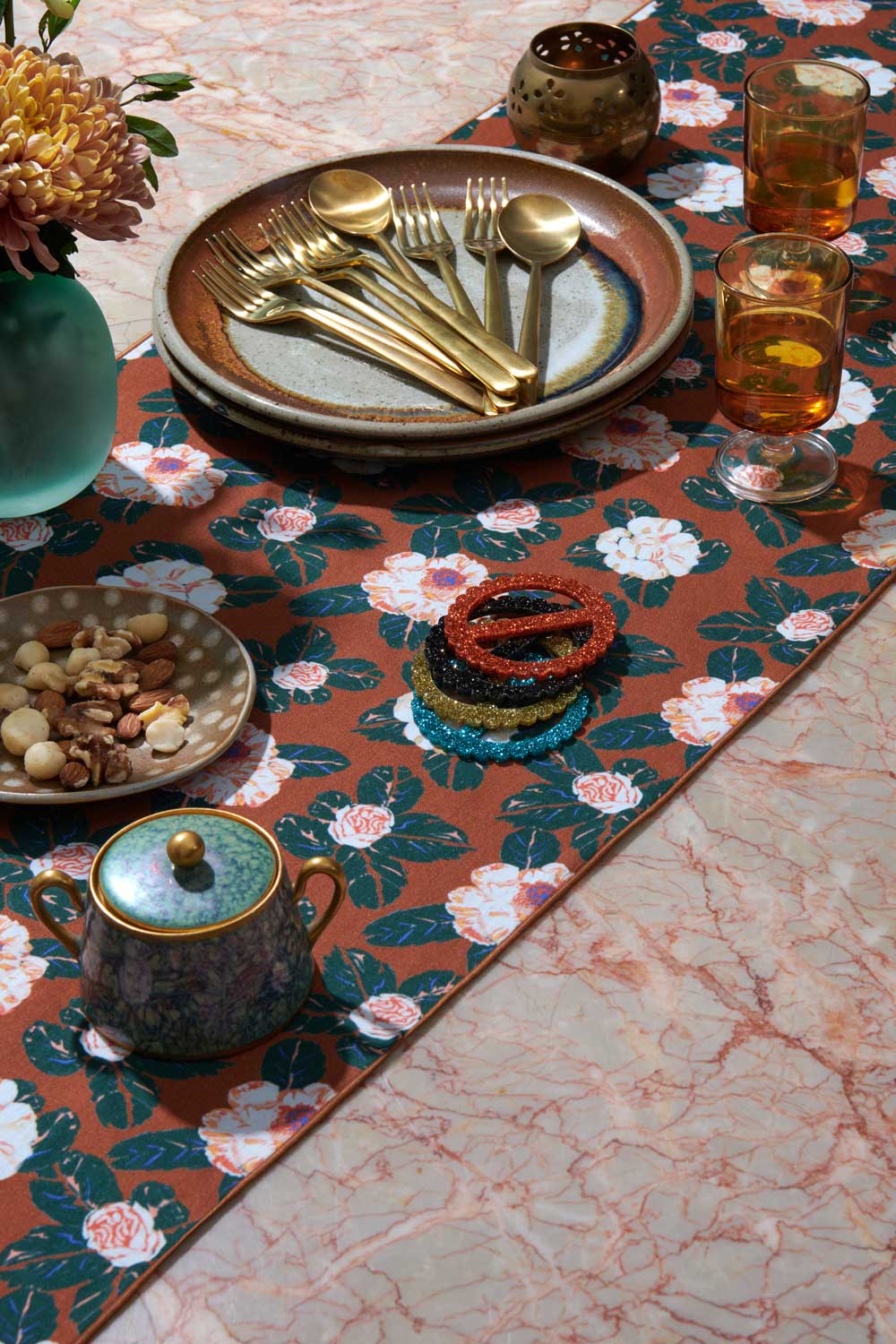 Atelier Saucier Peppermint Floral Runner