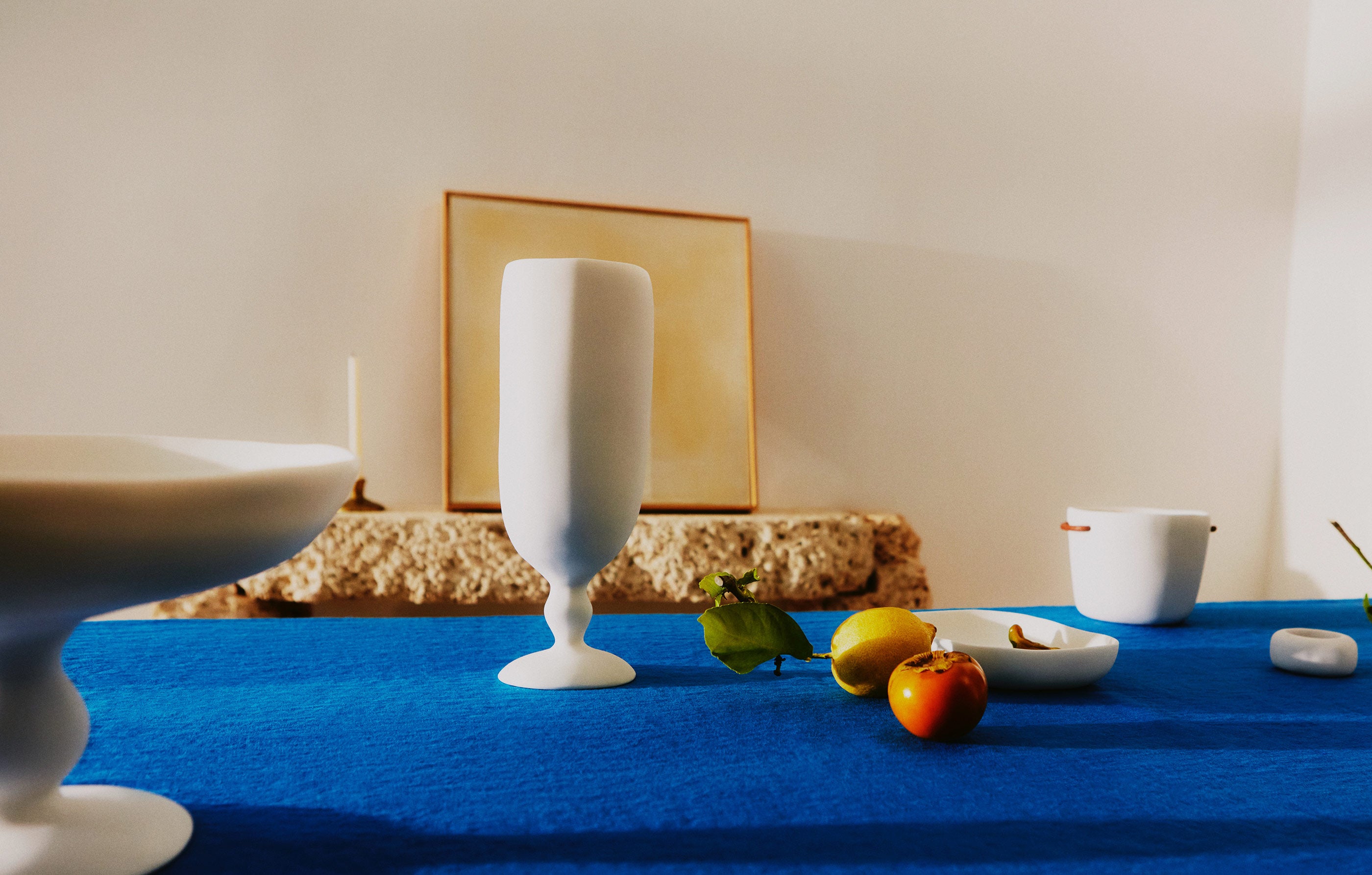 Last July Large Blue Linen Tablecloth