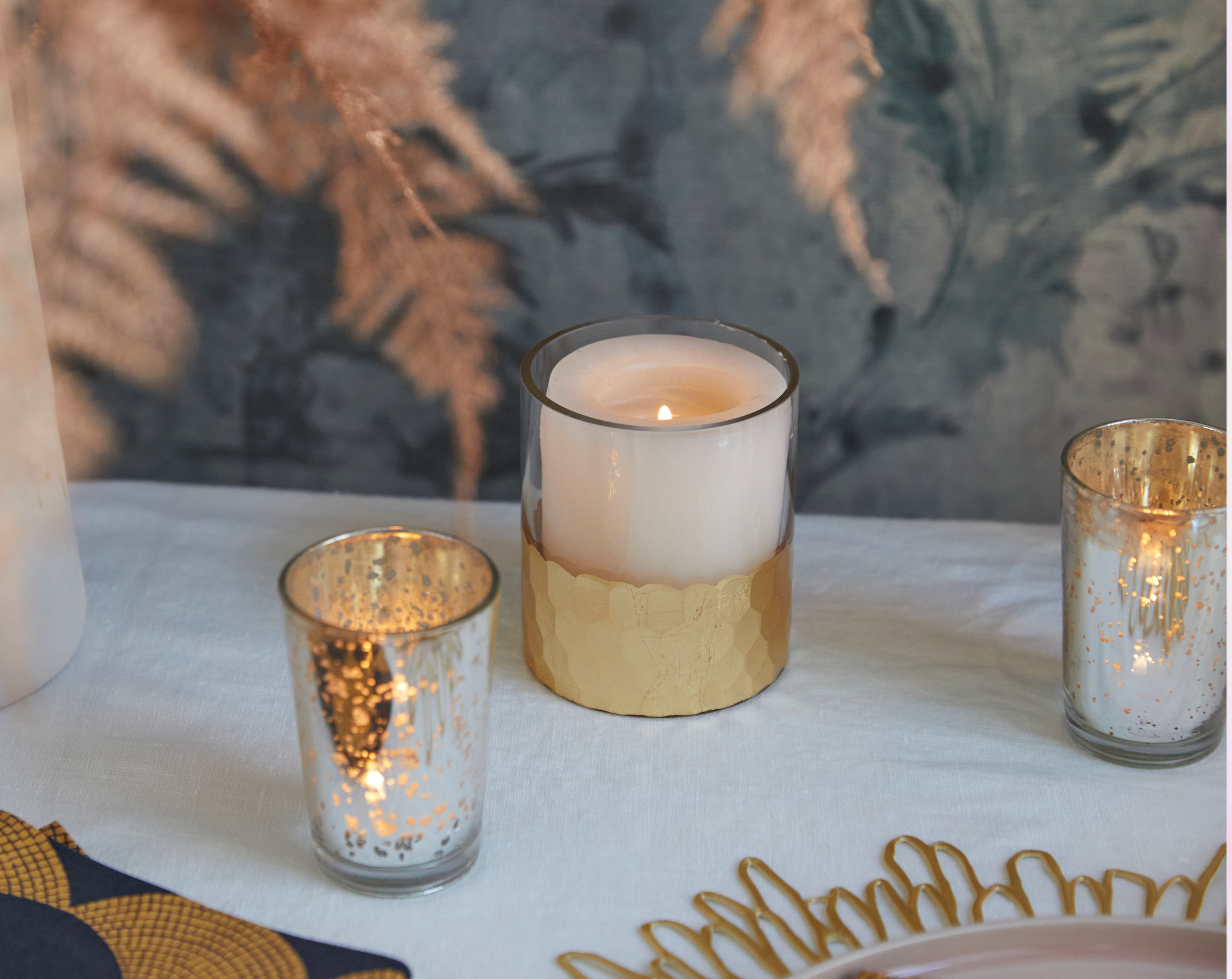 Garden Society Glass and Gold Votive